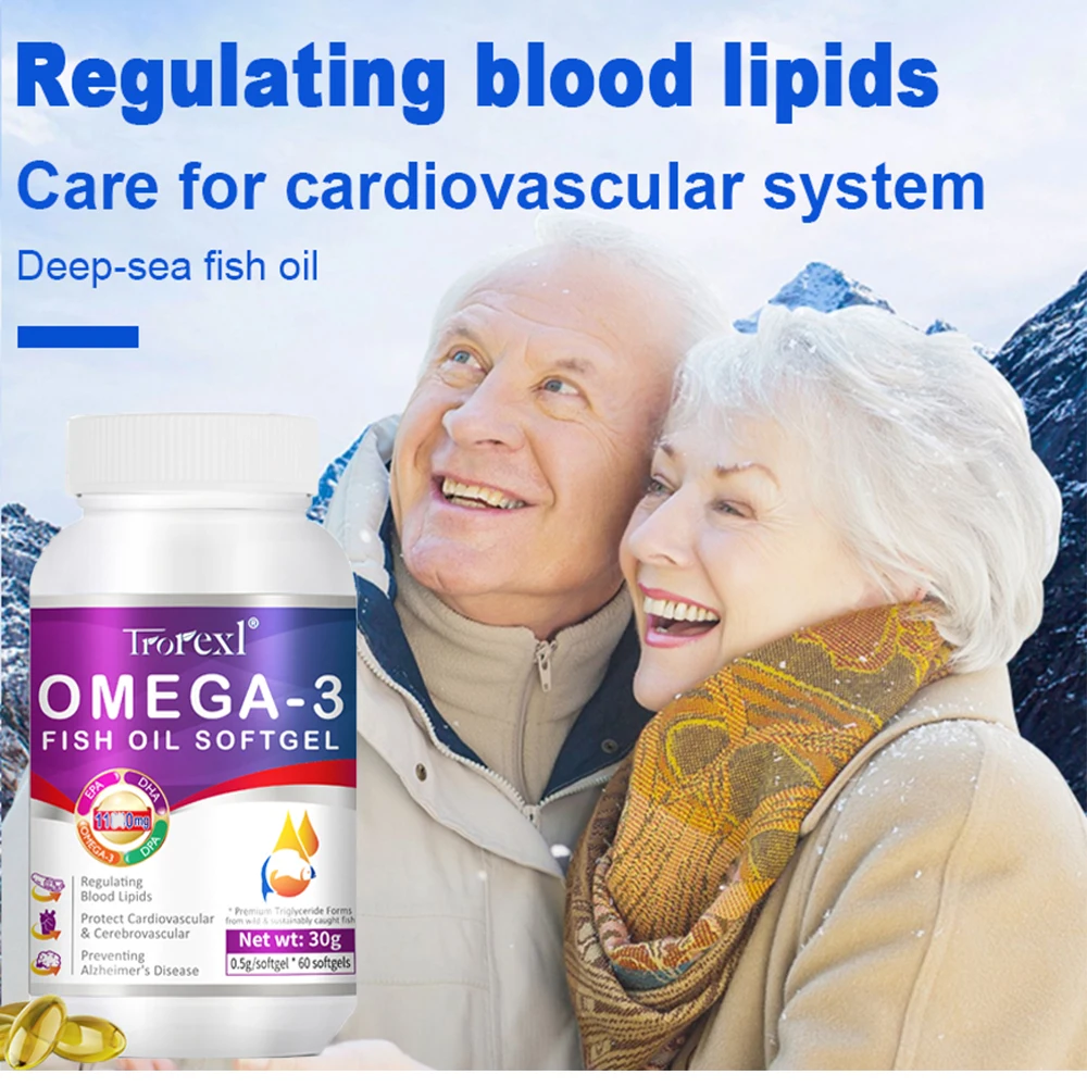 Omega 3 Fish Oil Capsules Triple Strength Intelligence Development Help Support Brain & Heart Health Includes EPA & DHA Softgel