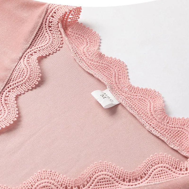 2024 New Pajamas Women Spring Autumn Loungewear Long-Sleeve Sleepwear Suit Winter V-neck Sexy Lace Ladies' Loose Homewear