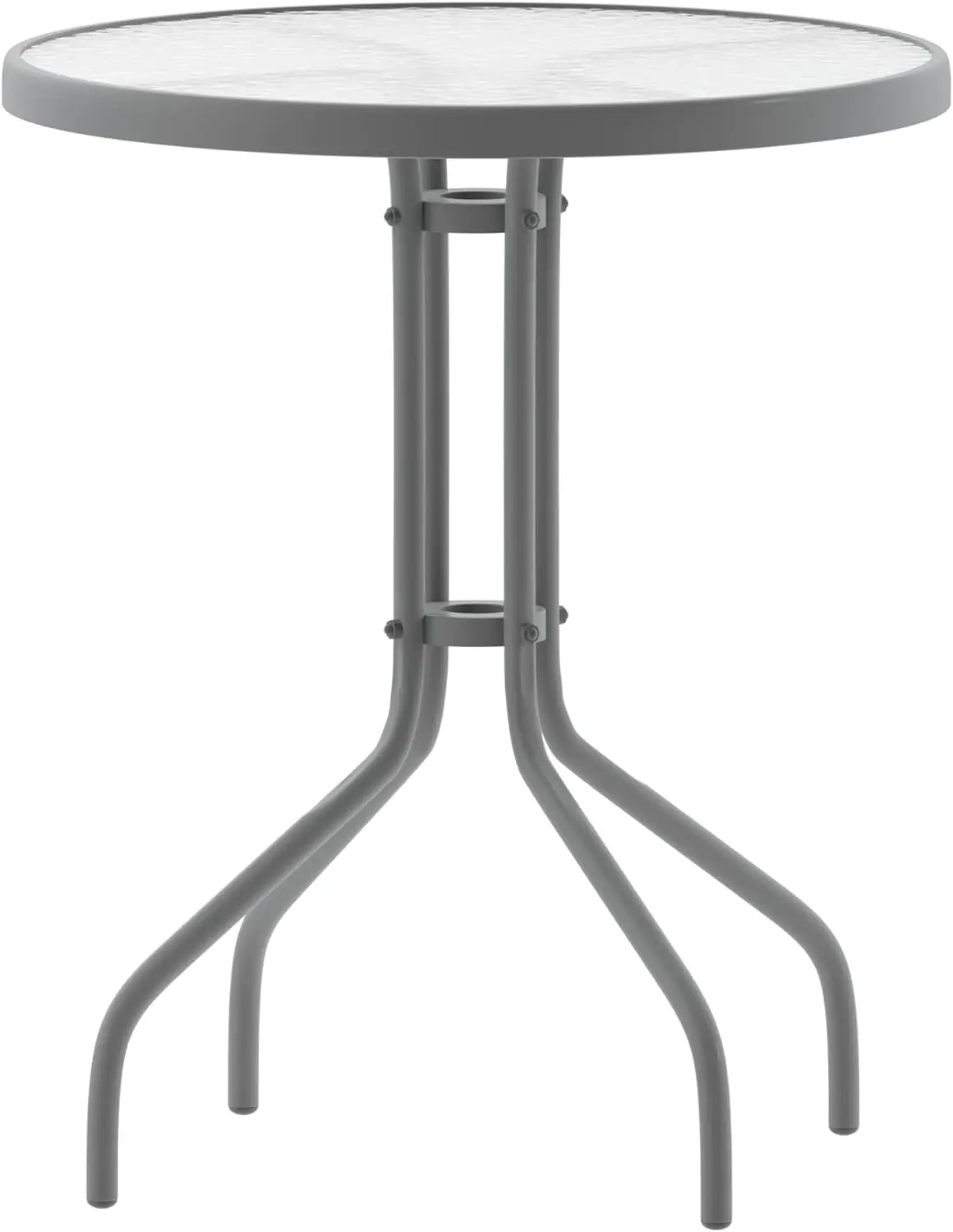 

Металлический круглый стол Bellamy 23,75 дюйма из закаленного стекла, серебристый