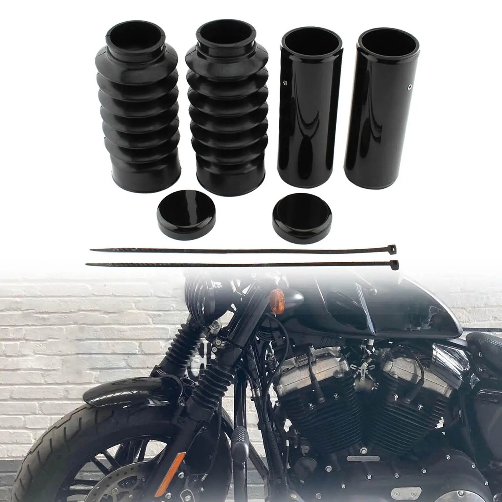 

Motorcycle Front Fork Absorber Kit, Aluminum Fork Gaiters Boots Covers Fit for x48 2016-22 Motorbikes Supplies