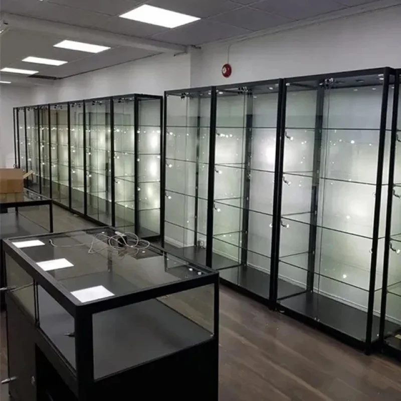 custom.Store Furniture Display Cabinet Aluminum Frame Smoke Shop Display Full Display Showcase