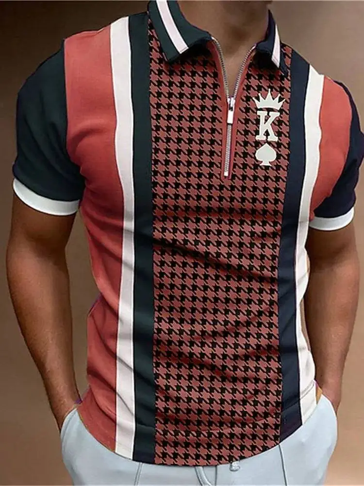 men's-summer-poker-plain-golf-shirt-ultra-slim-fit-pu-leather-youth-fashion-sleeve-length-nine-points-non-fading-chinese-made