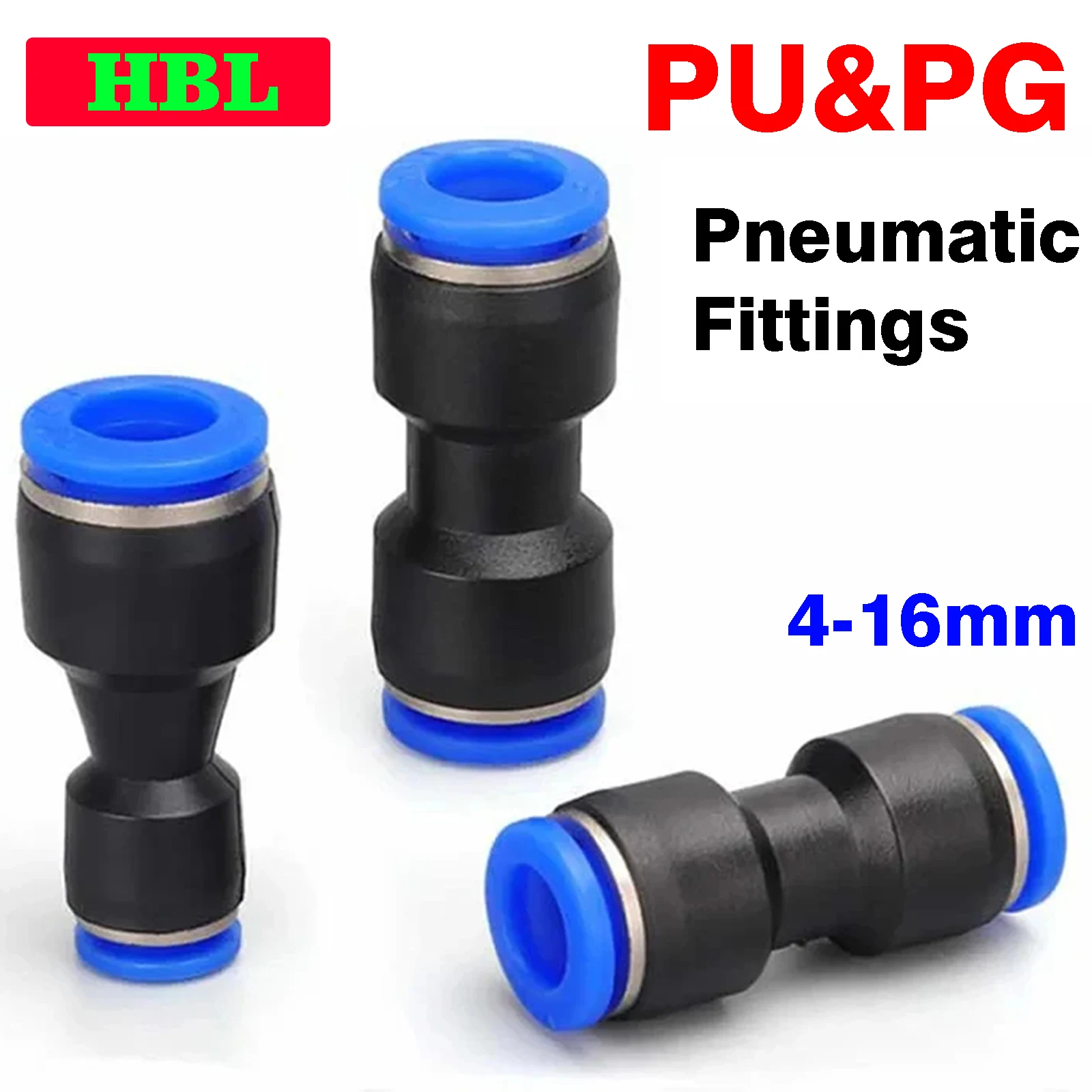 Pneumatic Fittings PU PG Plastic Connector High Pressure Fast Plug 4 6 8 10 12 14 16mm Air Hose Tube Push Straight Gas Quick