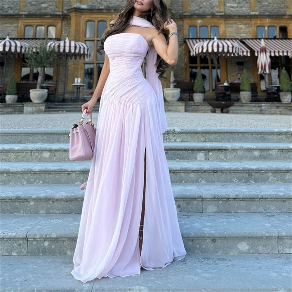 

ROYET Strapless Pleat Mermaid Evening Dress For Woman Floor Length Sweep Train Elegant Classic Formal Prom Gown Customized
