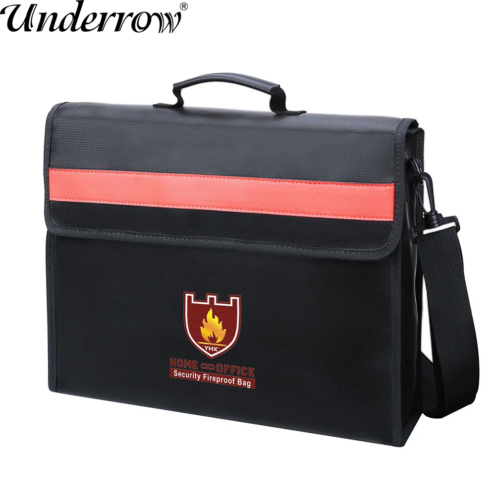 

Large Fireproof Waterproof Document Bag with Shoulder Strap Safe Resistant Storage for Battery /Jewelry /Cash Storage Bag