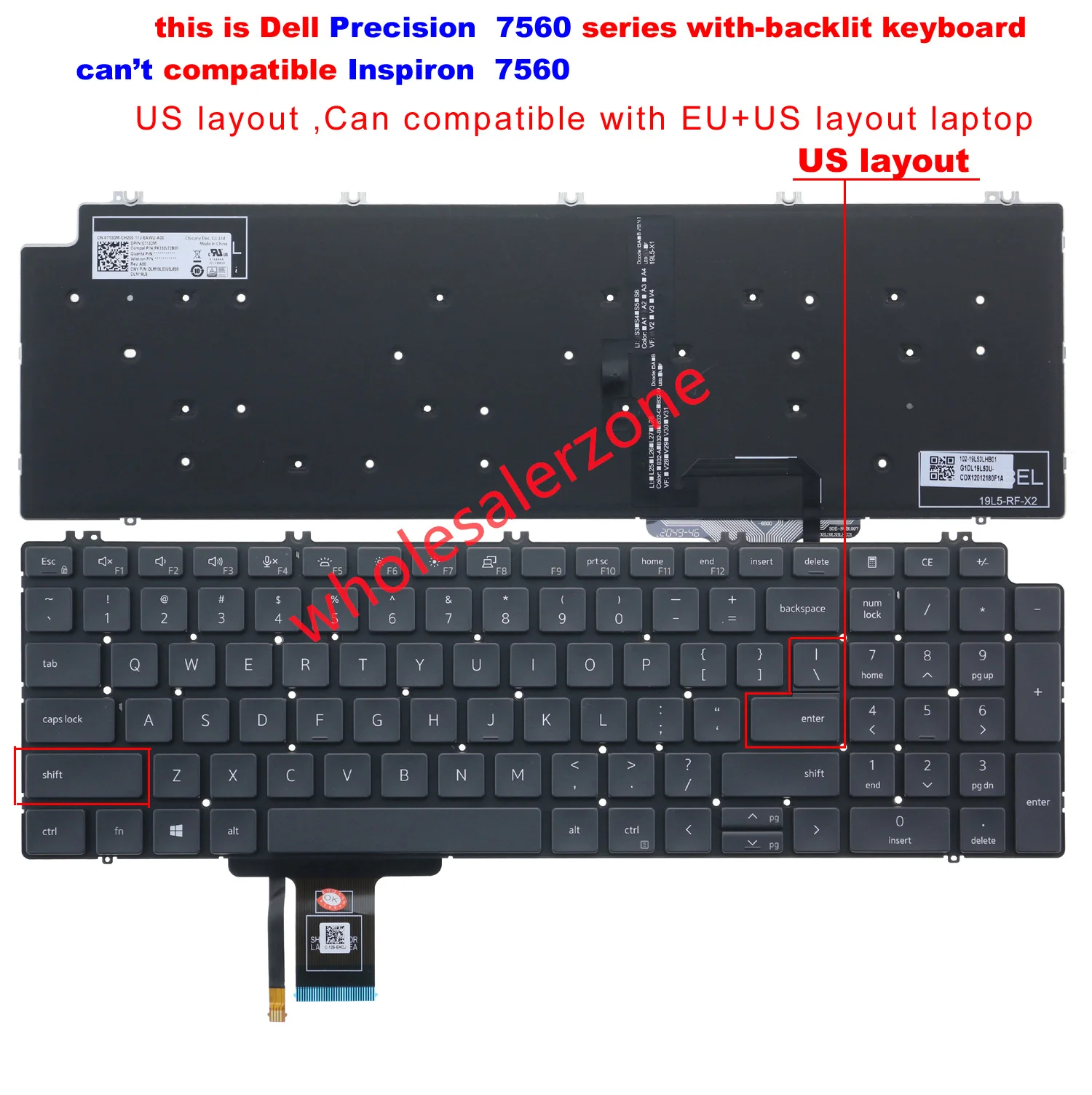 

New Backlit US Keyboard for Dell Precision 7550 7560 7750 7760 series laptop 0713DM PK132V72B00 08XY7G PK132V71B00 PK132V72B01