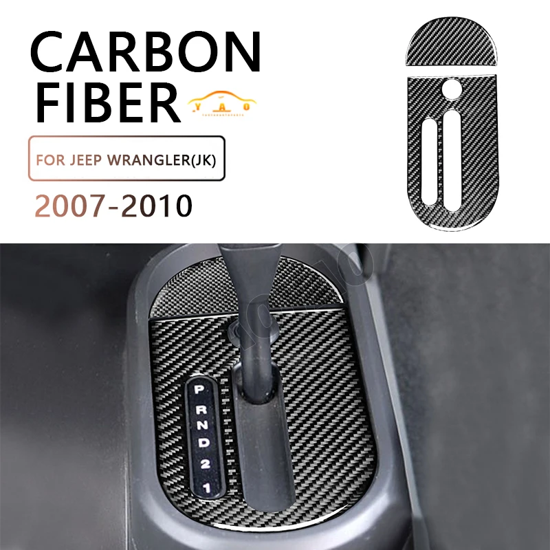 

Carbon Fiber Car Gear Shift Panel Decoration Cover Sticker For Jeep Wrangler JK 2007-2010 Interior Accessories