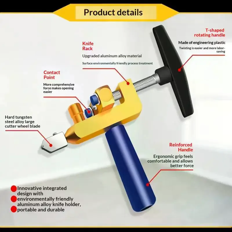 2 In 1 Glass Ceramic Tile Cutter With Wheel Diamond Roller Cutter Cutting Machine Opener Breaker Tools Accessories