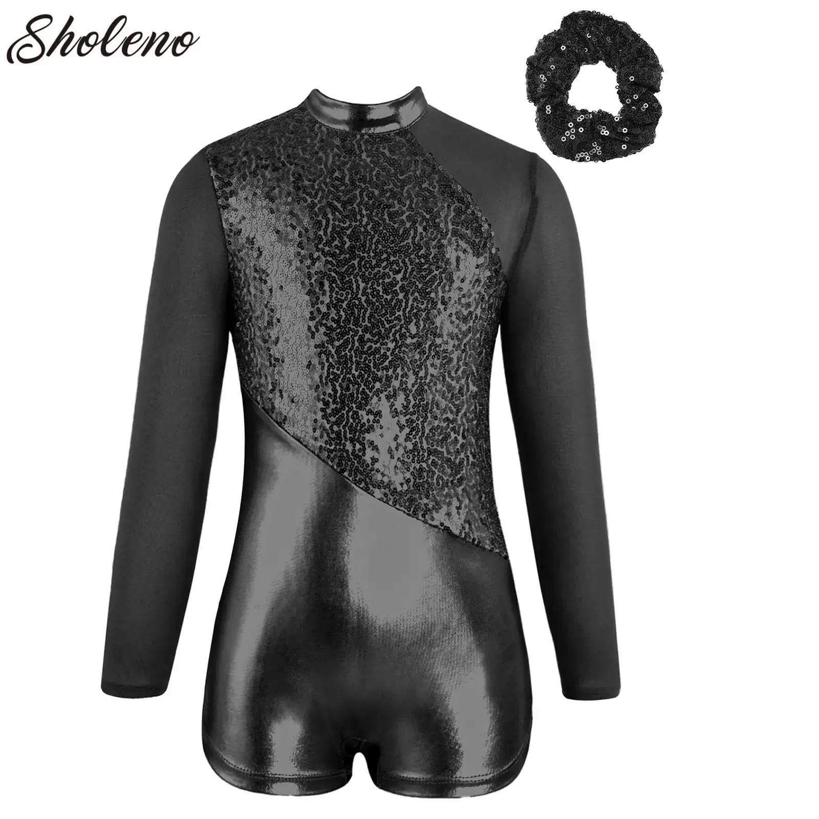

Child Hip-hop Jazz Street Dance Leotards+Hairband Kids Girls Sequin Ballet Jazz Tap Dancewear Gymnastics Unitards Dance Costumes