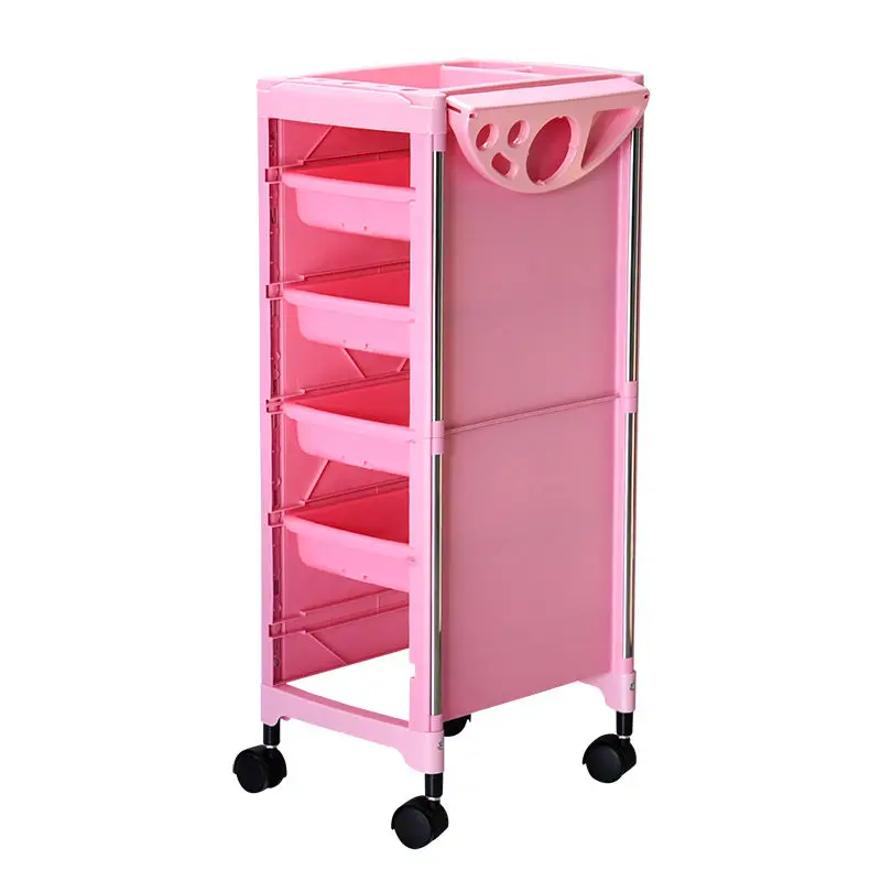 

Pink Beauty Salon Rolling Trolley Cart for Professional Hair Salon Barber Used Trolley Cart