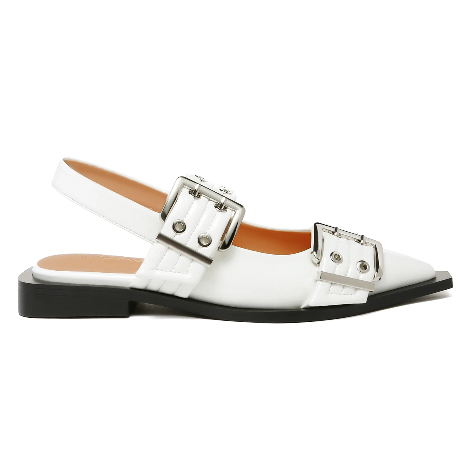 Ballerines à boucle pour femmes, chaussures plates à bride arrière, chaussures confortables à bout pointu