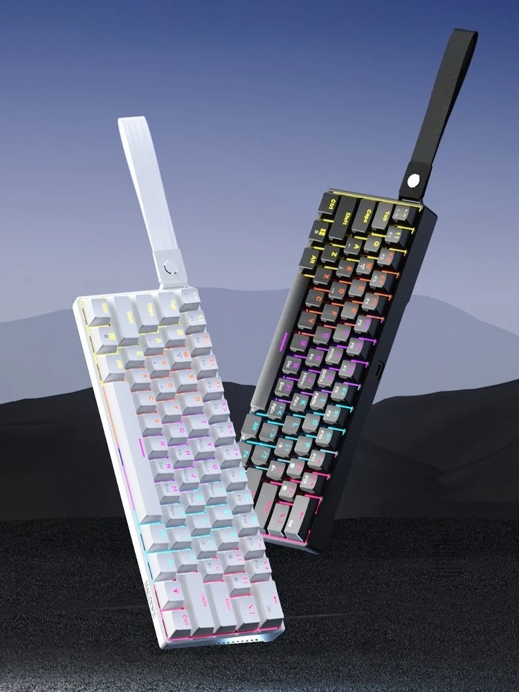 Wired 61 Keys 60% Mechanical Gaming Keyboard DIY Hot-swappable Customized Mini Compact Keyboards Ups for Computer Office Gaming