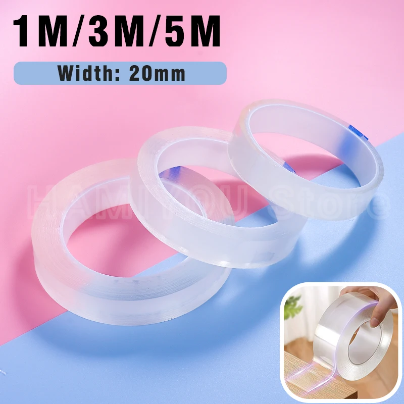 1/3/5M Ultra-strong Double-sided Adhesive NanoTape Waterproof Removable Sticky Strip Heavy-duty transparent Two SideTape clean ﻿