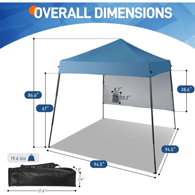 Tenda a baldacchino pop-up da 6'x6' Tenda gazebo istantanea commerciale, tenda a baldacchino impermeabile e con protezione UV con gambe inclinate e 1 pezzo si