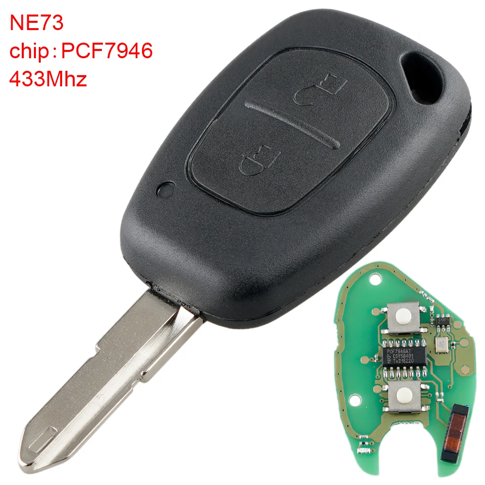 433MHz 2 Buttons Car Remote Key Fob Fit for Movano / KANGOO / Vivaro/ / Renault