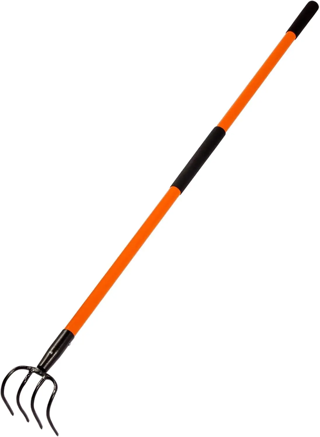 

4 Tine Garden Cultivator, 58 Inch Fiberglass Handle, Heavy Duty Soil Tiller for Weeding & Loosening