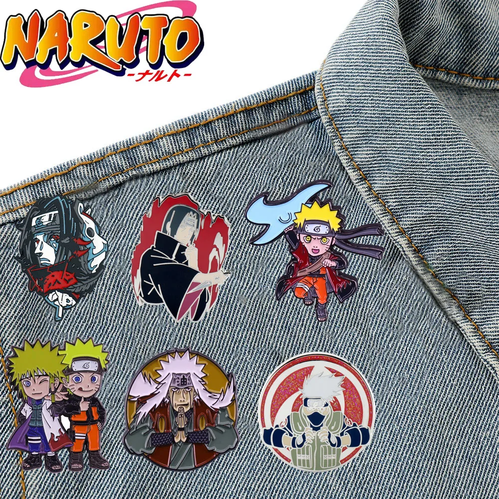 Naruto Cartoon Lapel Pin Kakashi Sasuke Uzumaki Naruto Metal Brooches Anime Clothing Backpack Accessories Badge Decoration Gifts