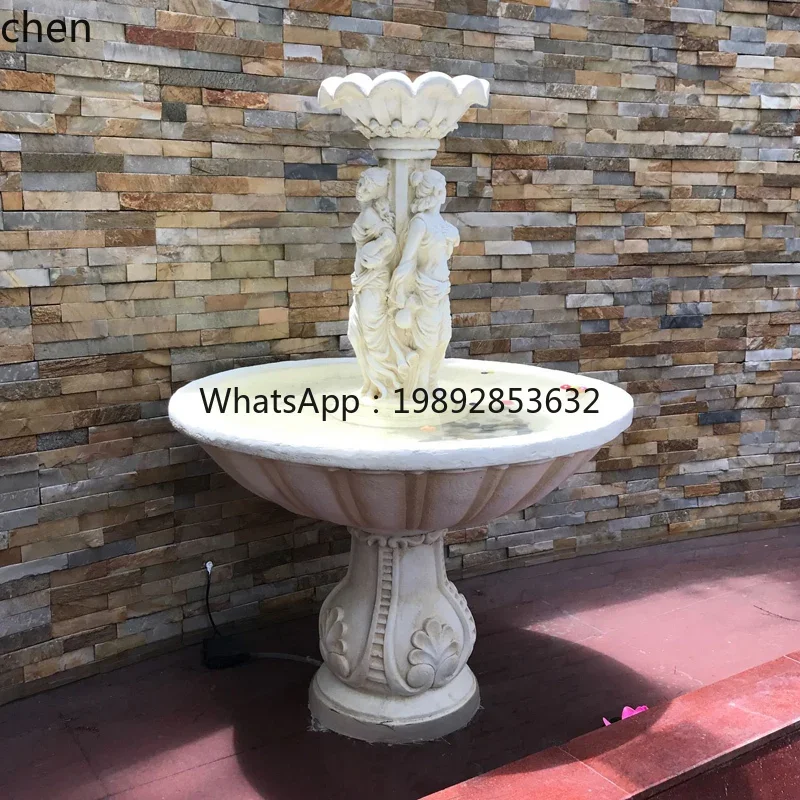 HXL Sculpture Flowing Water Fountain Villa Garden Courtyard Decoration Ornament