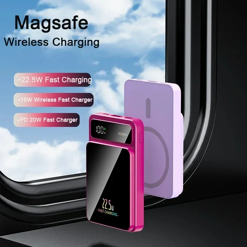 New 22.5W Fast Charging50000mAh Magnetic Qi Wireless Charger Power Bank Mini Powerbank for iPhone 15 14 Samsung Xiaomi