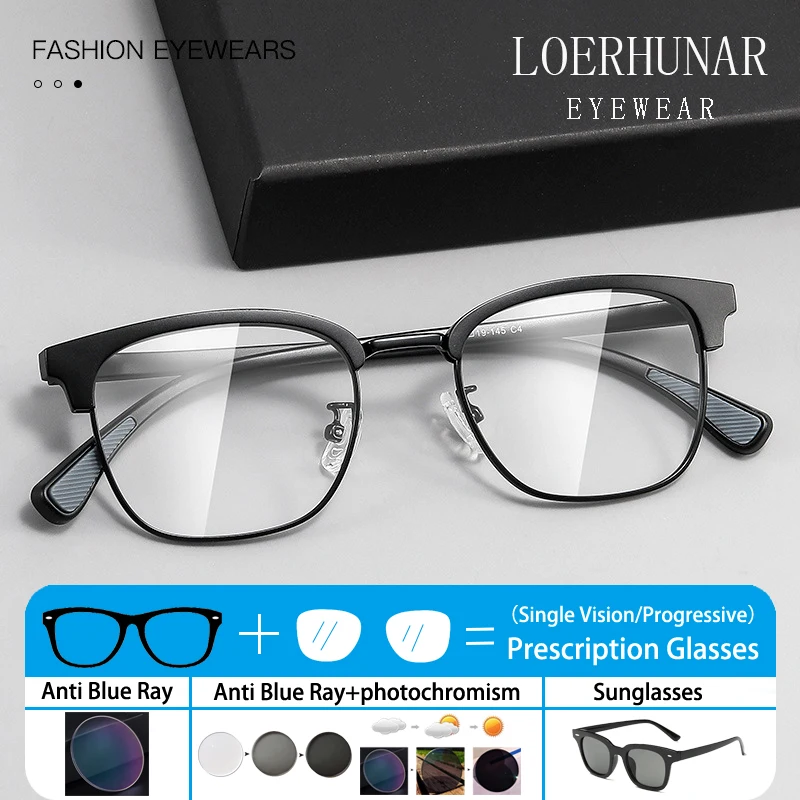 

Business Office Alloy TR Eyebrow Frame Square Glasses Frame Men Myopia Hyperopia Optical Prescription Presbyopia Anti Blue Ray