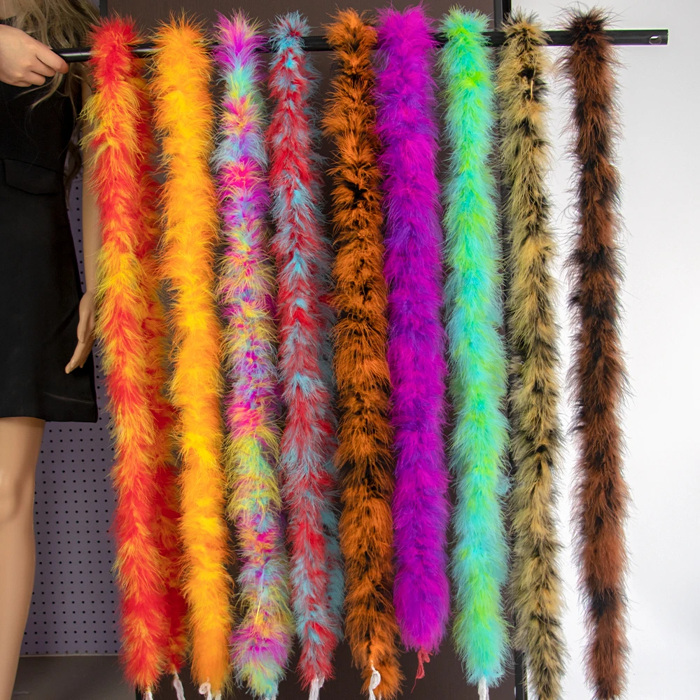 2M Multicolor Marabou Turkey Feather Boa Shawl 18-20 grams Real Plumes for DIY Crafts  Wedding Dress Skirt Christmas Decoration
