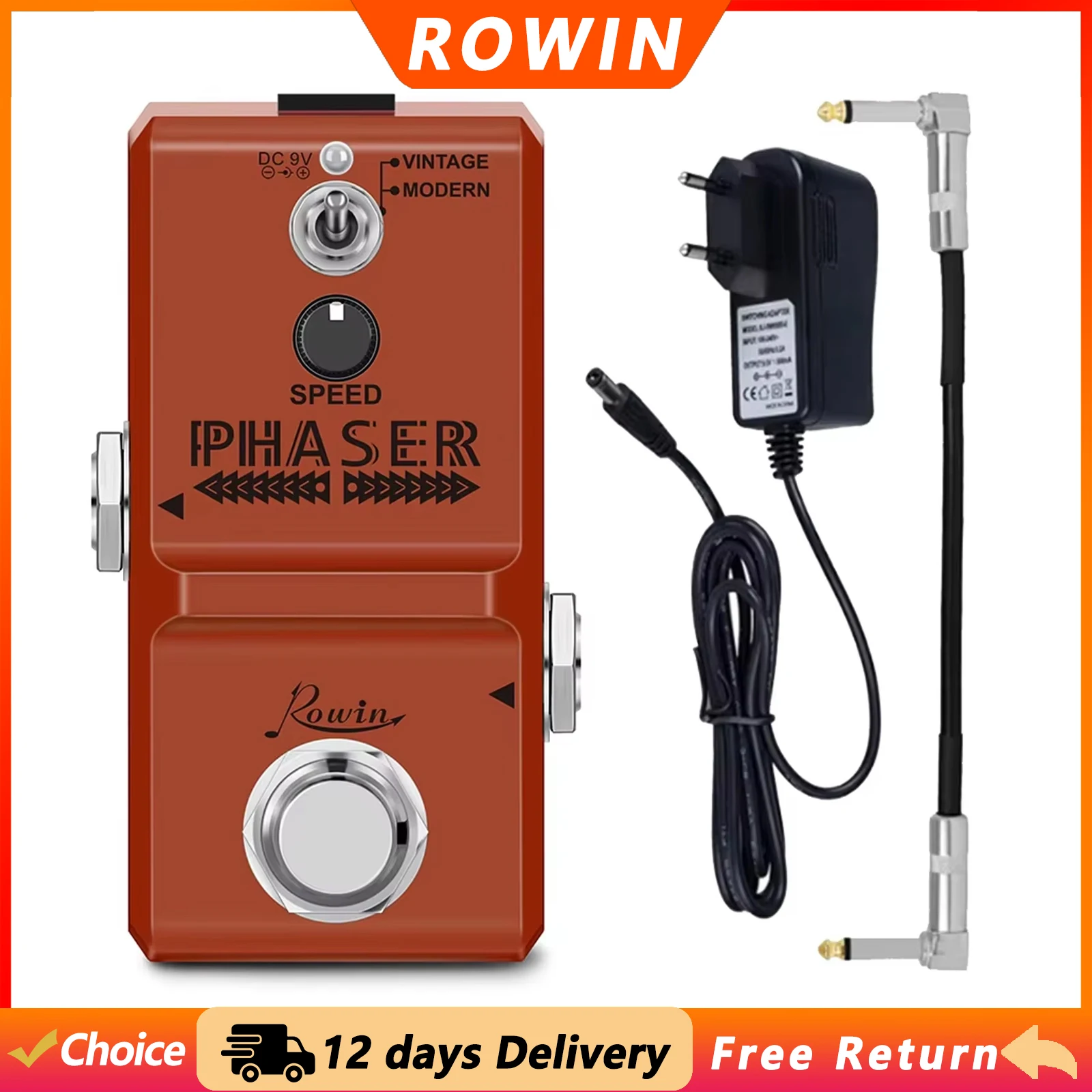 ROWIN PHASER Guitar Vintage Phase Effect Pedal True Bypass Mini Pedal VINTAGE/MODERN 2 Modes Pedal Electric Guitar Accessories