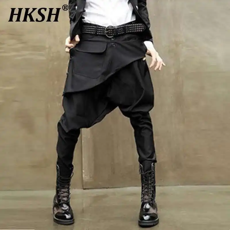 HKSH Korean Dark Fashion Men's Casual Pencil Pants Trendy Niche Design Spring Autumn Gothic Japanese Punk Pocket Trousers HK1762