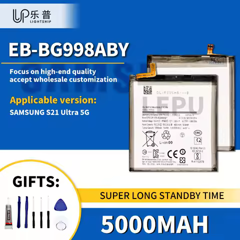 Real SAM S21 Ultra 5G Original High Quality Battery EB-BG998ABY 5000mAh with Tool Phone Repaire Battery for SAMSUNG S21 Ultra 5G