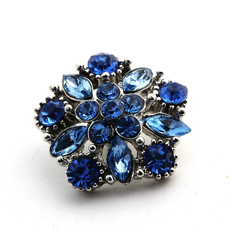 Hot Component 040 Crystal 18mm Metal Snap Button For Bracelet Necklace Interchangeable Jewelry Women Accessorie Findings