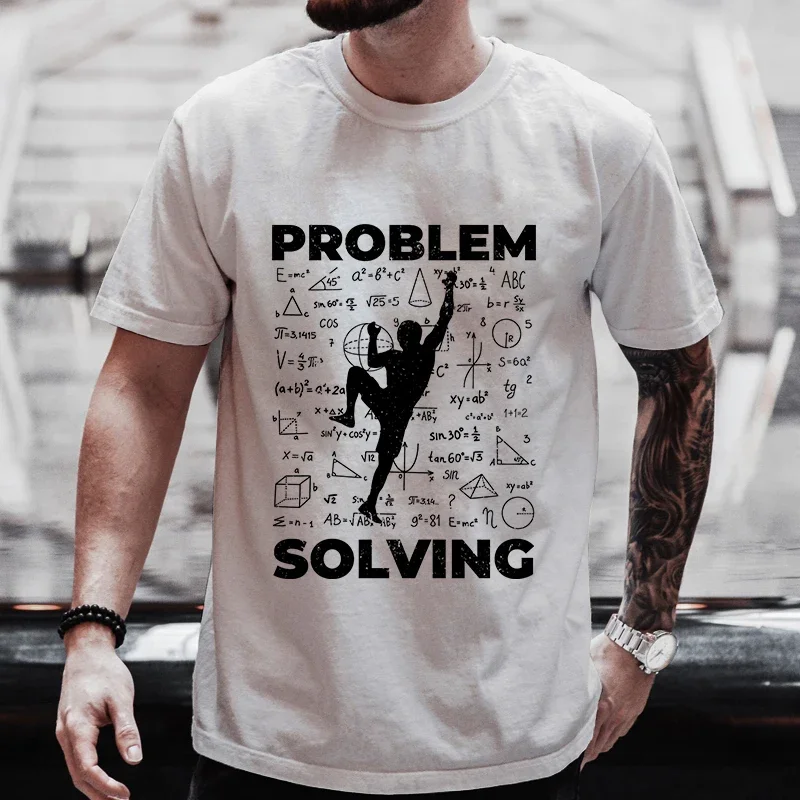 Rock Climbing T Shirt for Women Men Bouldering Tee Problem Solving Math Top Sport Climber T-shirt Short Sleeve Loose Clothing