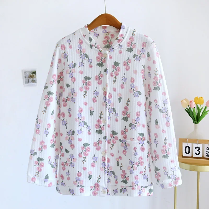 Japanese style autumn and winter all-in-one blouse ladies pure cotton thickening air cotton warm home clothes women pajamas