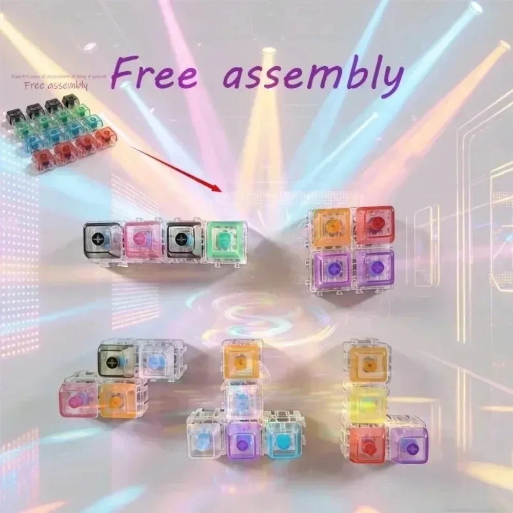 *LED free assembly keyboard keychain Fidget toy crystal clic