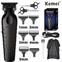 Kemei KM-2299 Barber Cordless Hair Clipper 0mm Zero Gapped Carving Clipper Professional Electric Finish Cutting Machine for Men