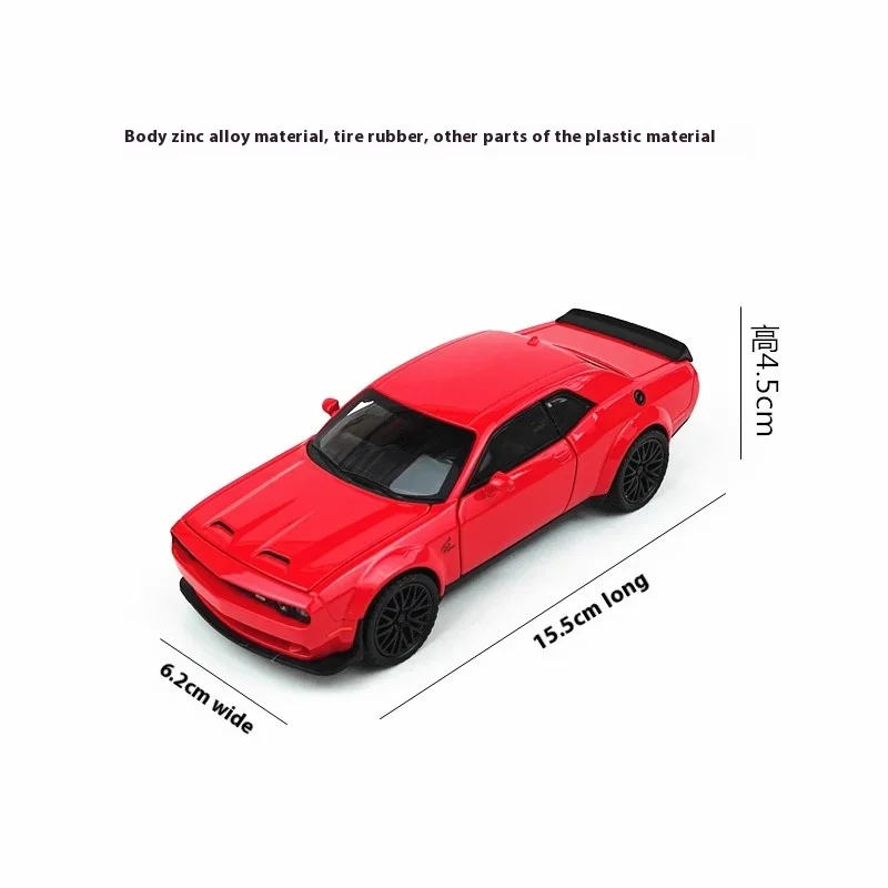 1:32 Dodge Challenger Hellcat Muscle Supercar Alloy Diecast Model Car Sound & Light Classic Ornaments Decorative Hobbies Collect