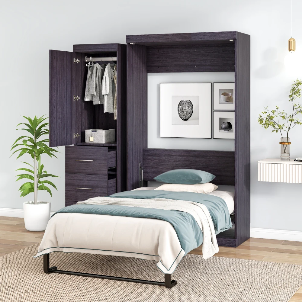 

Twin Murphy Bed Wardrobe High Wall Bed Can Be Folded Into Cabinet Bedroom Set