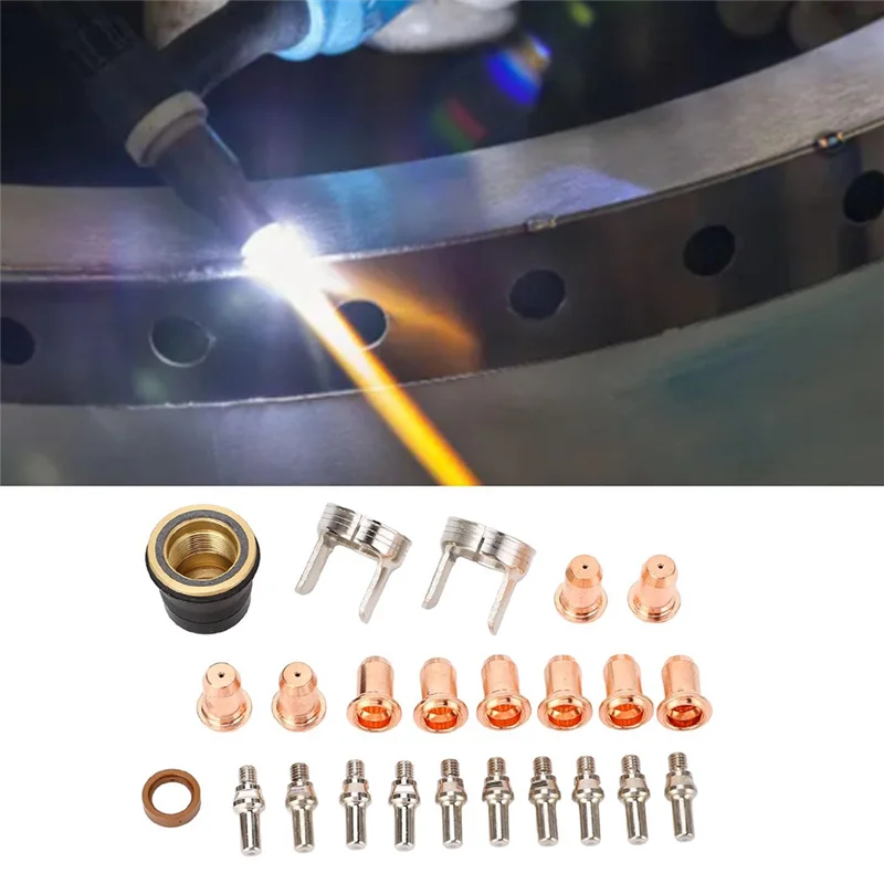 

【Must-Haves】24 Piece Plasma Cutter Nozzle Kit, Plasma Cutting Torch Tip Electrode For CUT 65DS Plasma Cutter