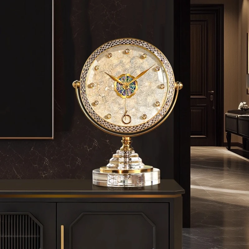 High-end Alloy Decoration Desk Clock Living Room Luxury Clock Mute Watch Nightstand Alarm Clock Restaurant Desktop Gadgets Table