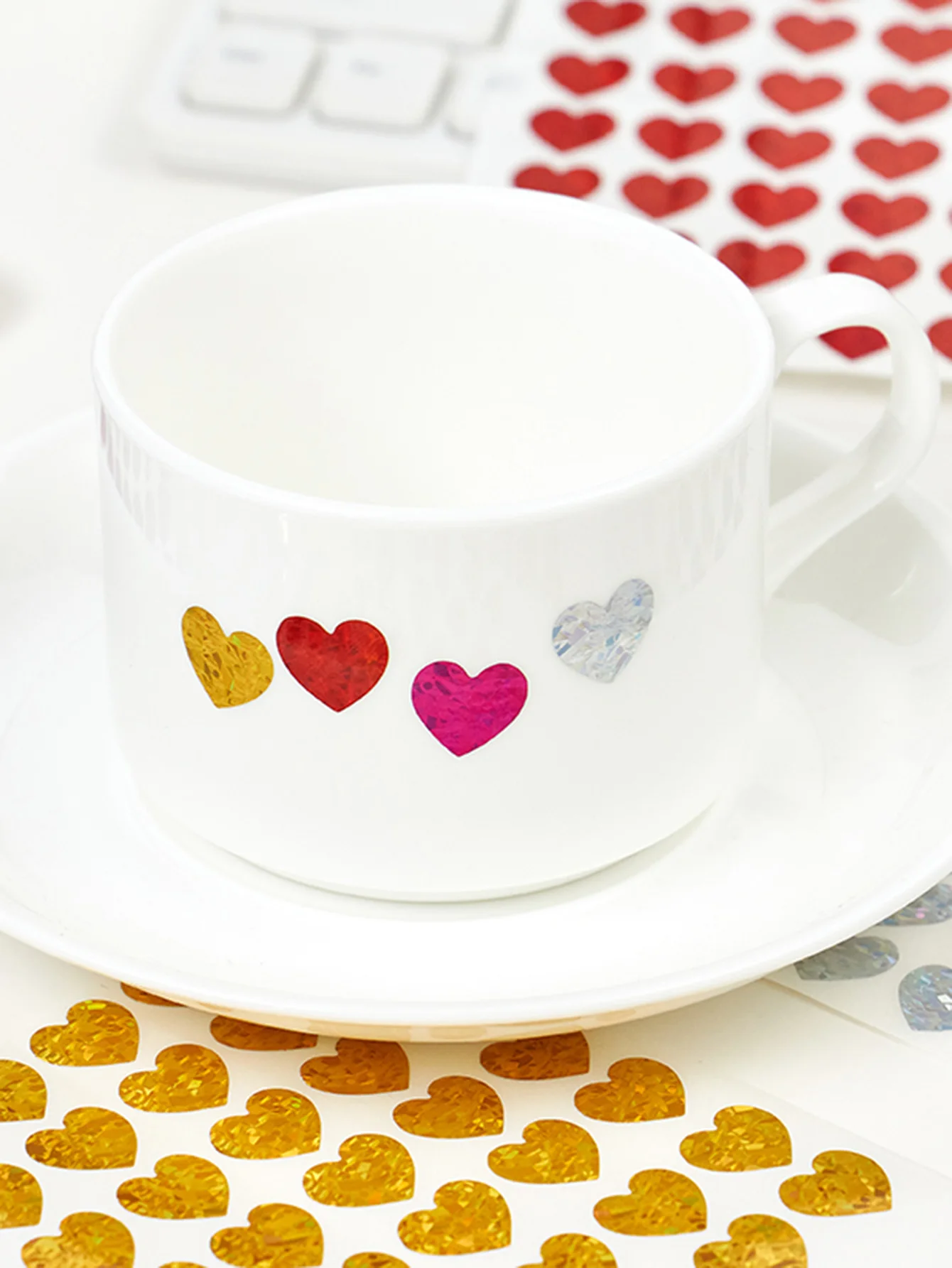 10 Blatt kleine Herz-Aufkleber, glitzernde, glänzende Valentinstag-Aufkleber in Rotgold und Silber für Kinder, Klassenzimmer-Belohnung, Umschläge, DIY-Dekoration – Detail 11