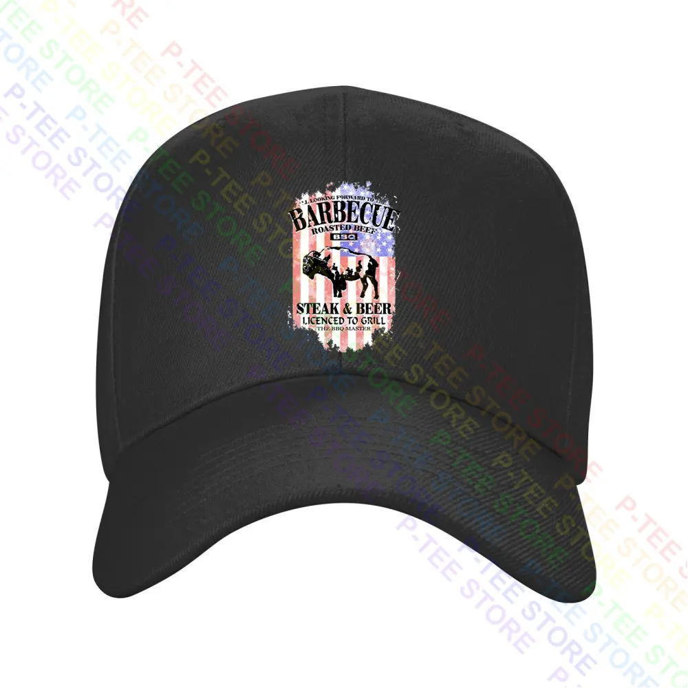 American Bbq Steak & Beer Licenced To Grill Baseball Cap Snapback Caps Knitted Bucket Hat