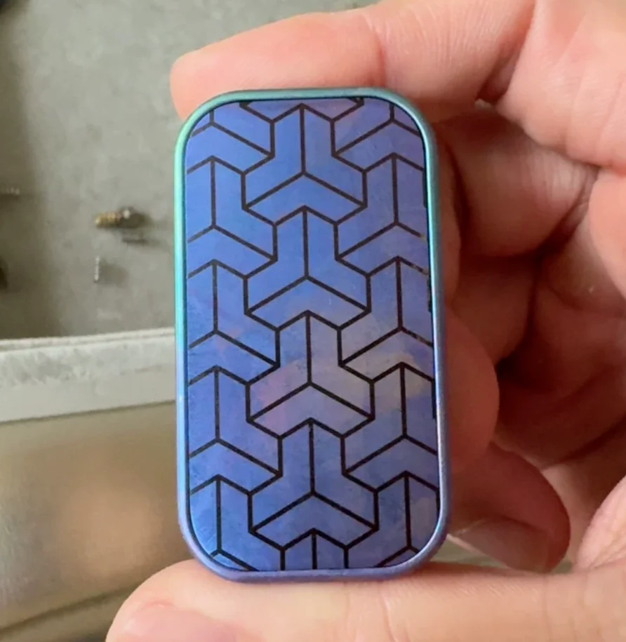 Used EDC Round square push plate titanium alloy body+brass track Fidget Slider Decompression Toy