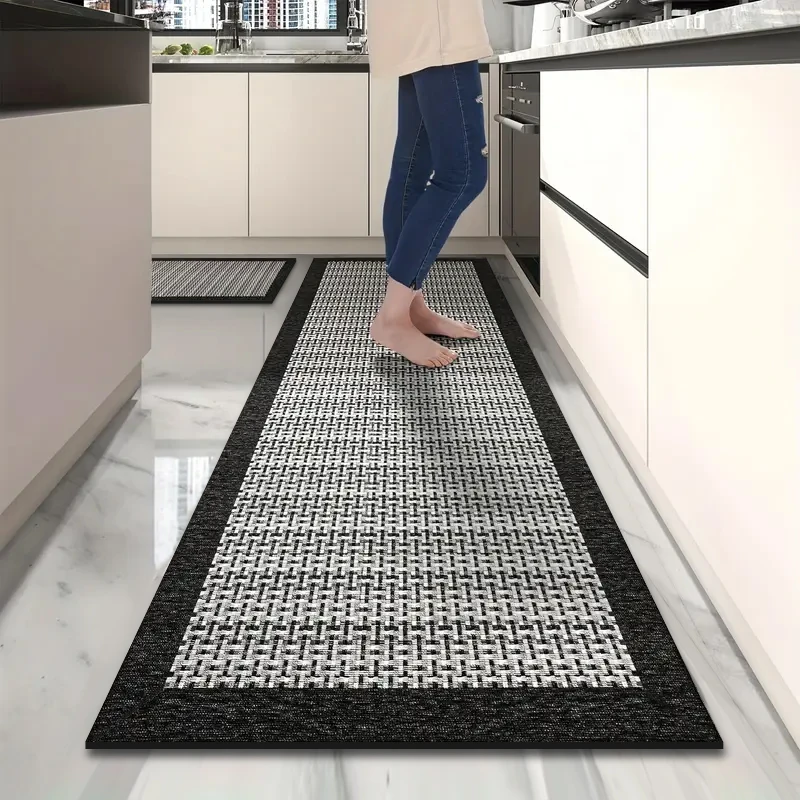Lange, imitierte, gewebte Küchen-Fußmatten, Kieselalgen-Schlamm, bedruckt, rutschfeste Matten, saugfähige Badezimmermatten, Fußmatten, Restaurantmatten – Detail 7