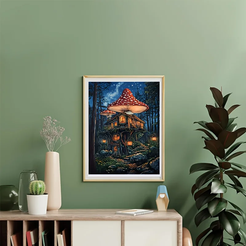 لغز صغير الحجم 1000 قطعة فطر هاوس آرت فانتازي - ورق مقوى سميك ممتاز، للبالغين والجامعات، ديكور المنزل #4