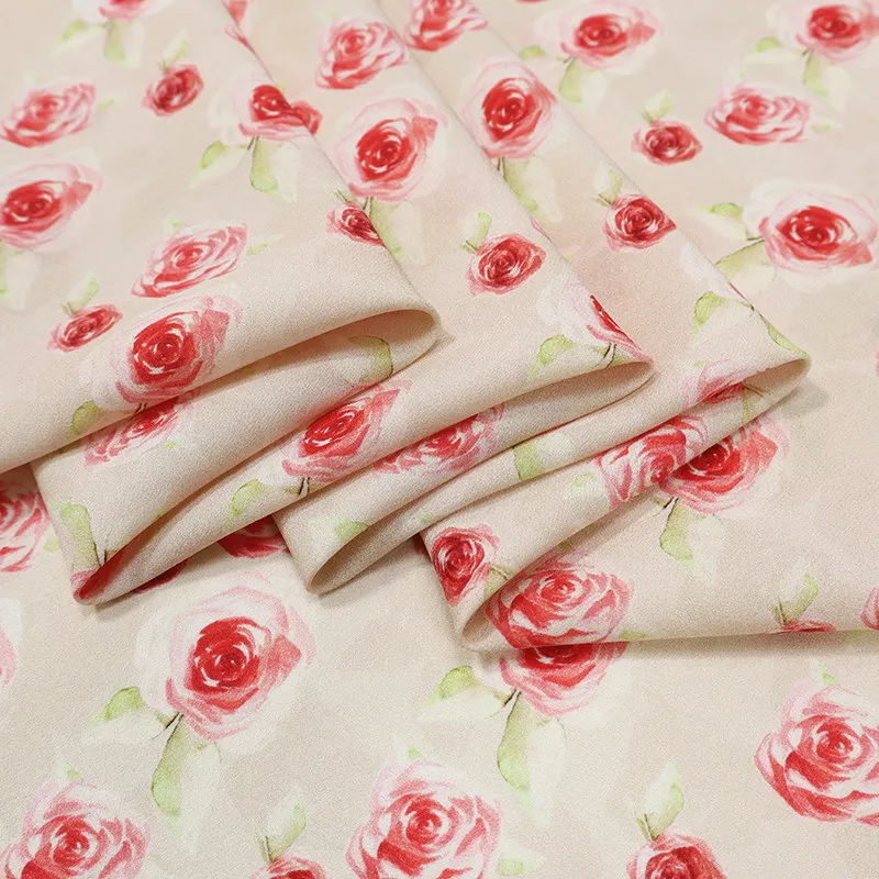 High Quality Meat Pink Small Anti-Wrinkle Silk Jianhongcrepe Silkworm Silk Fabric Clothing and Dress Fabric