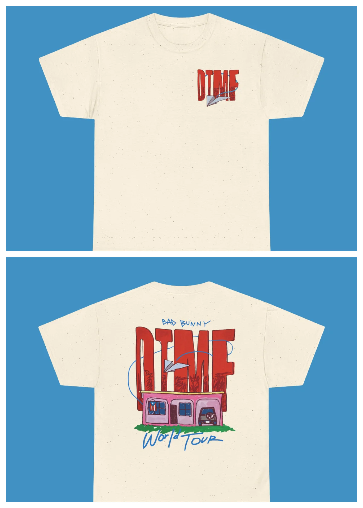 Singer Bad Bunny DTMF World Tour Peripheral Pure Cotton T-shirt for Men and Women Summer Fashion Casual Short Sleeved Shirt