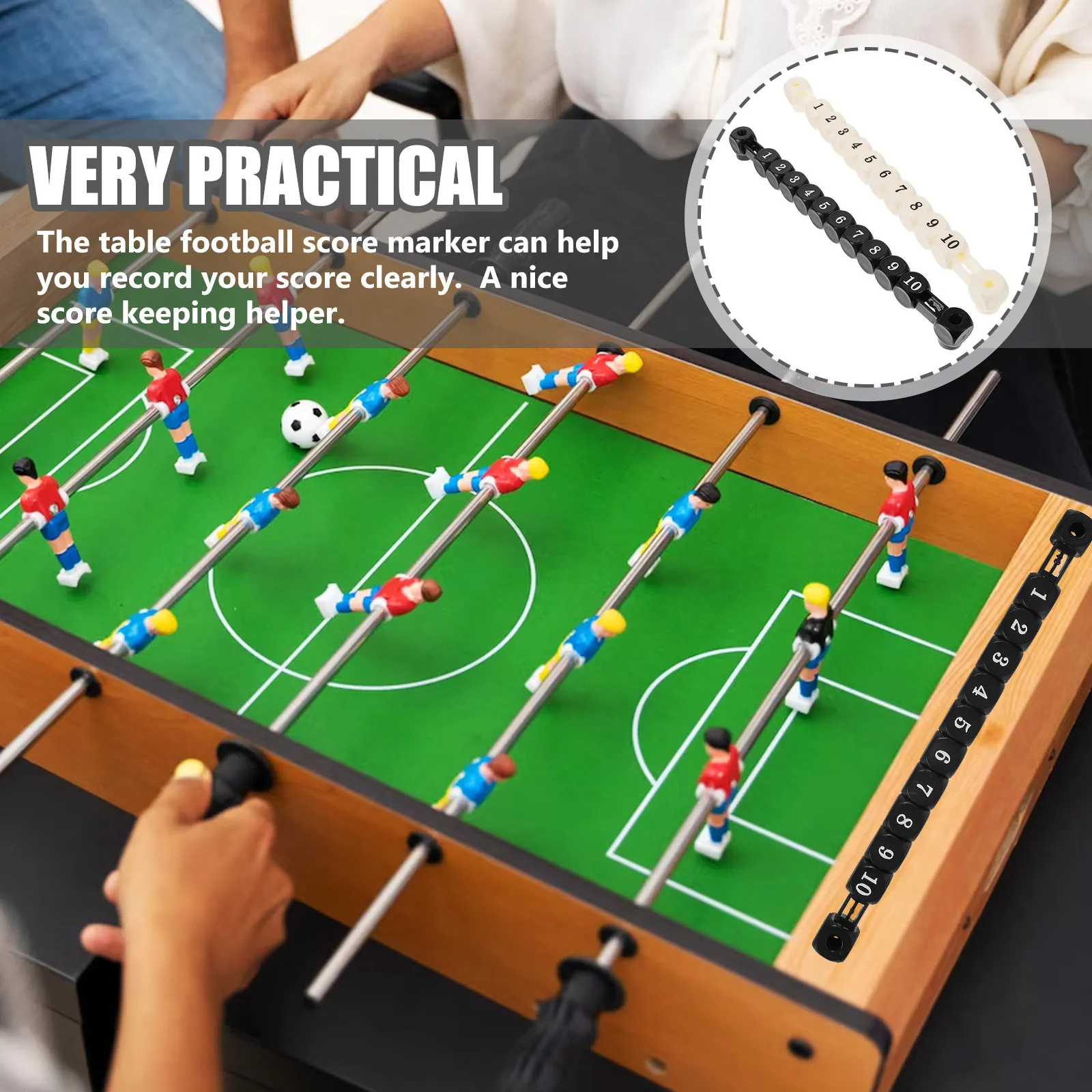 

2Pcs Multifuntional Foosball Score Counters Sturdy Plastic Table Football Score Markers Portable Small Scorekeepers for Table