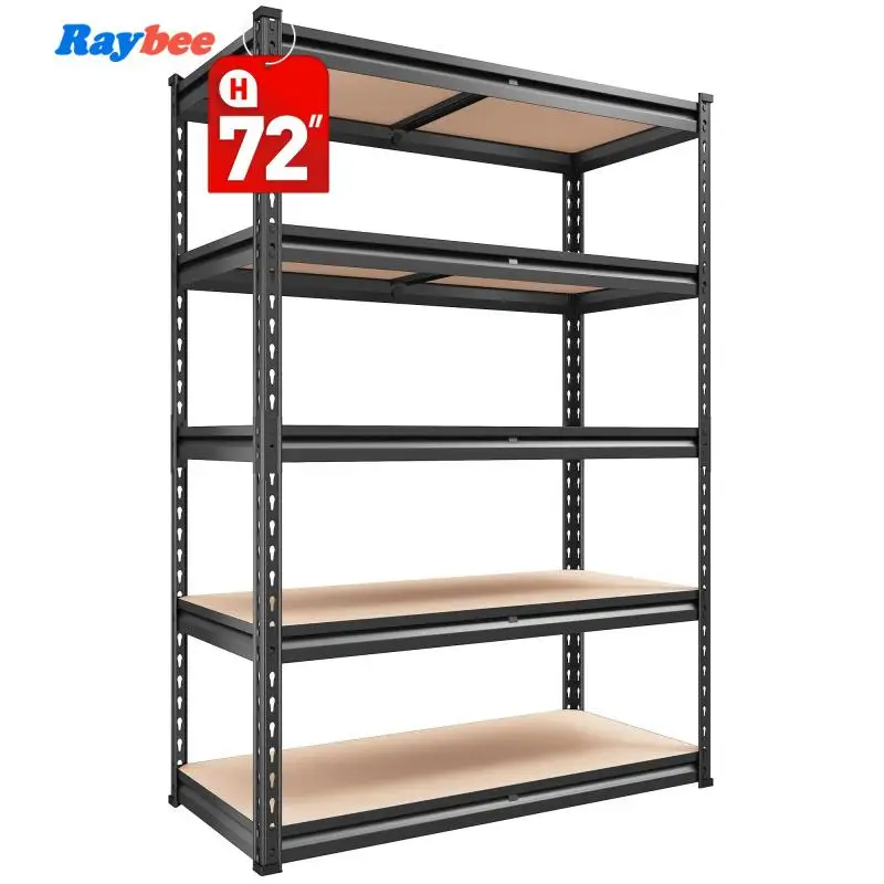 Heavy Duty 5-Tier Metal Storage Shelving Unit Adjustable Garage Shelves Steel Stand Organizer Rack Multi-Purpose Utility Storage Shelf for Warehouse Pantry Basement Kitchen Craft Room