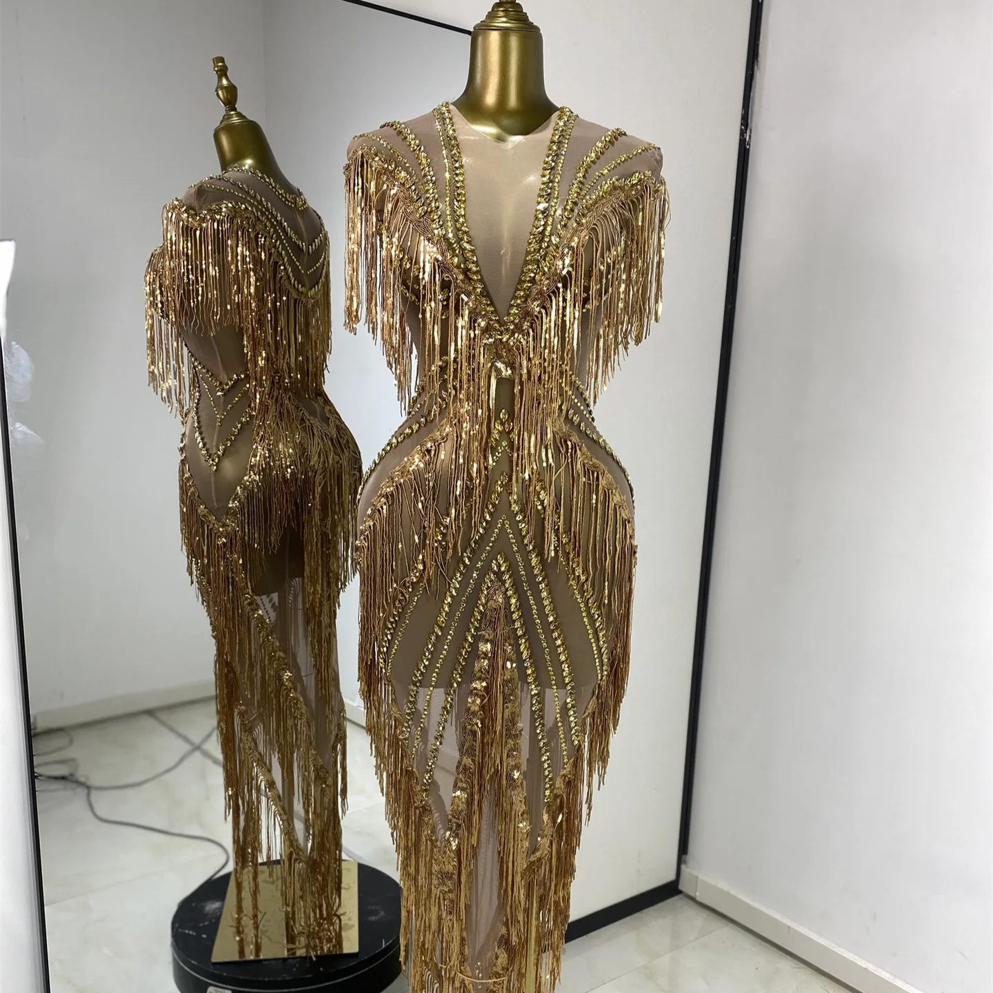 

Sexy Sparkling Diamond Stage Performance Dress Independent Station Singer Elegant Outfit Spring 2024 Fashion Ladies' Clothing