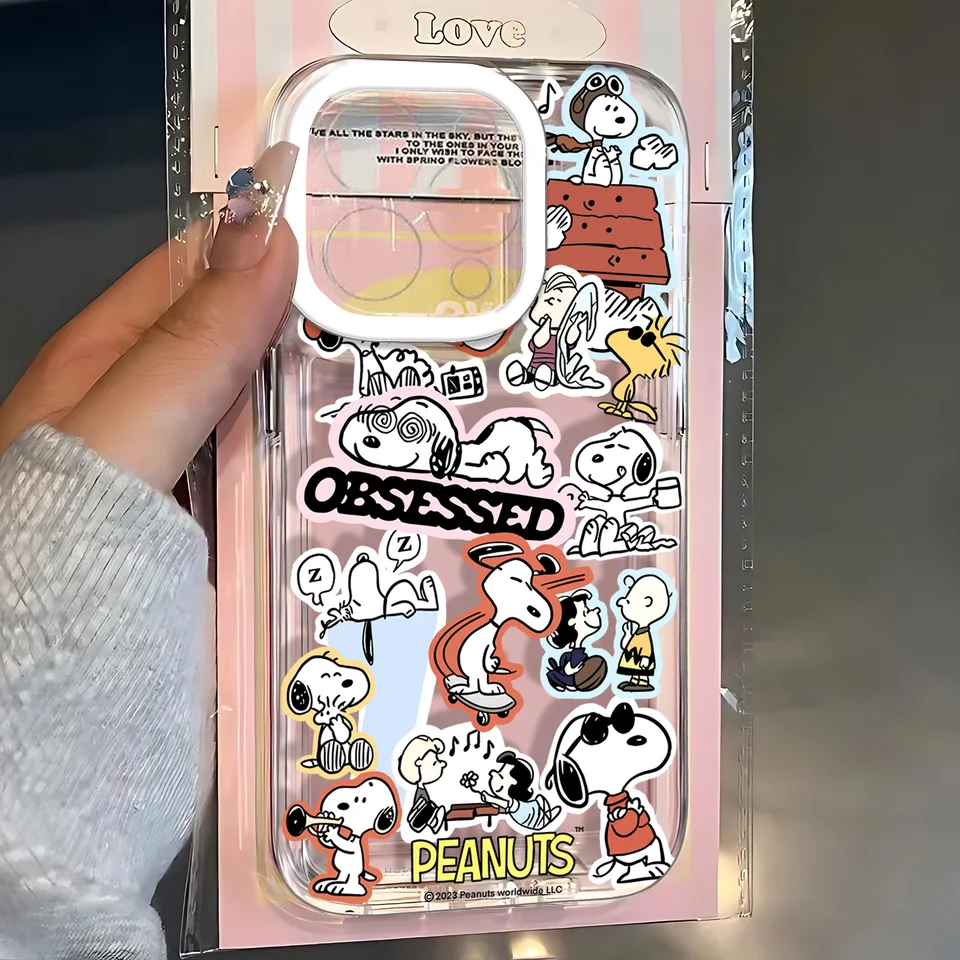 Funda transparente anime S-Snoopys para iPhone 17e 17 16 16e 15 14 13 12 11 Mini Pro Max X XR XSMax Air Plus 4