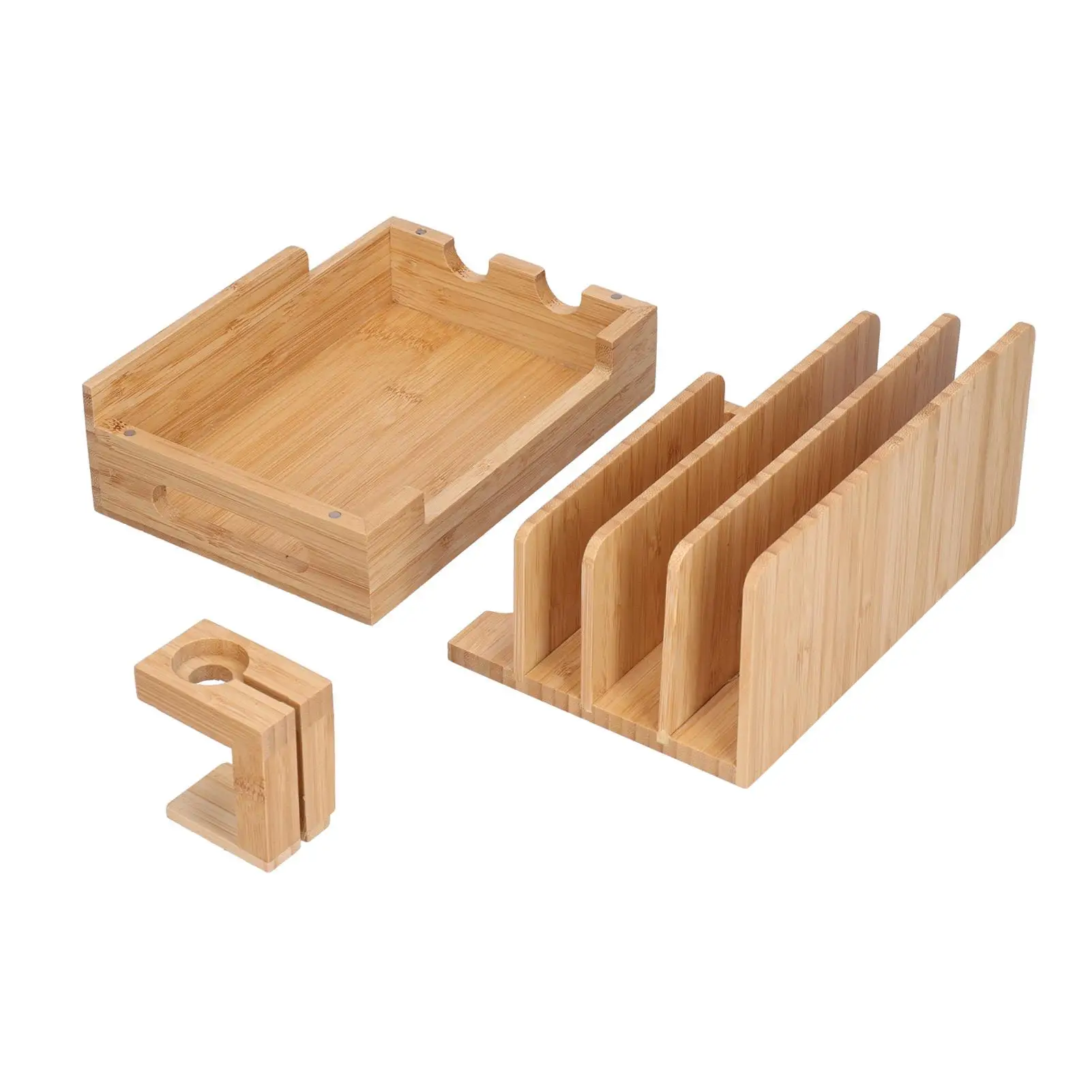 Multi-Device Bamboo Charging Station Organizer - Eco-Friendly & Compatible for All Gadgets