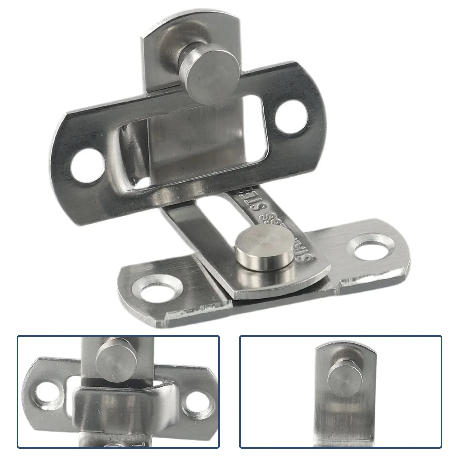 Latch Door Bolt 3 Inch 90 Degree Hasp Silver Sliding Lock Stainless Steel Furniture Small Pet Cage Drawer Room